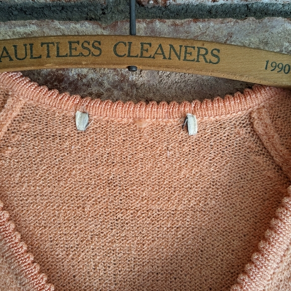 🍈 Cantaloupe Knit Short Sleeve Top Peach L - Picture 5 of 6